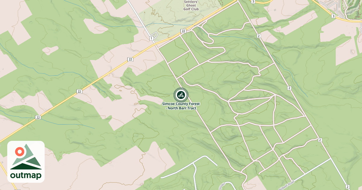 Map of Simcoe County Forest - North Barr Tract