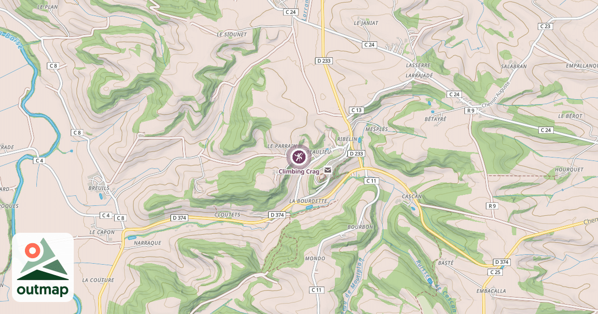 Map of Climbing Crag