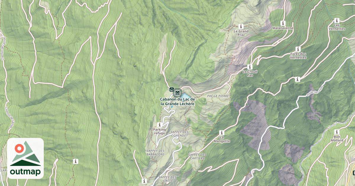Map of Cabanon du Lac de la Grande Léchère
