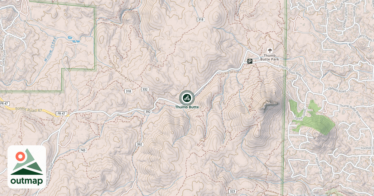 Map of Thumb Butte