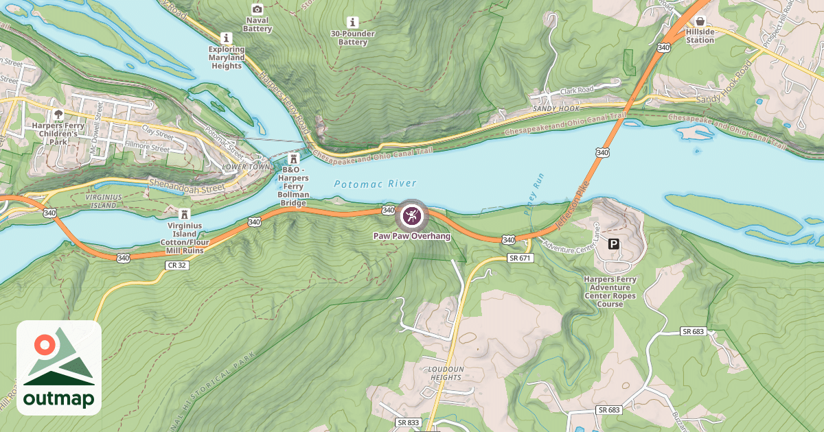 Map of Paw Paw Overhang