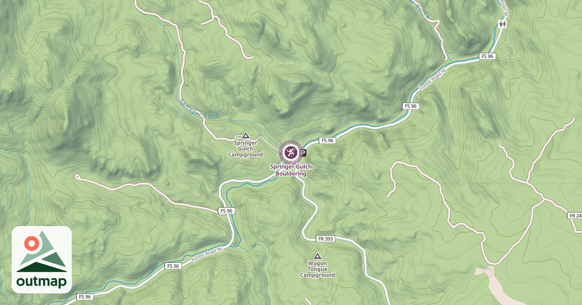 Map of Springer Gulch Bouldering