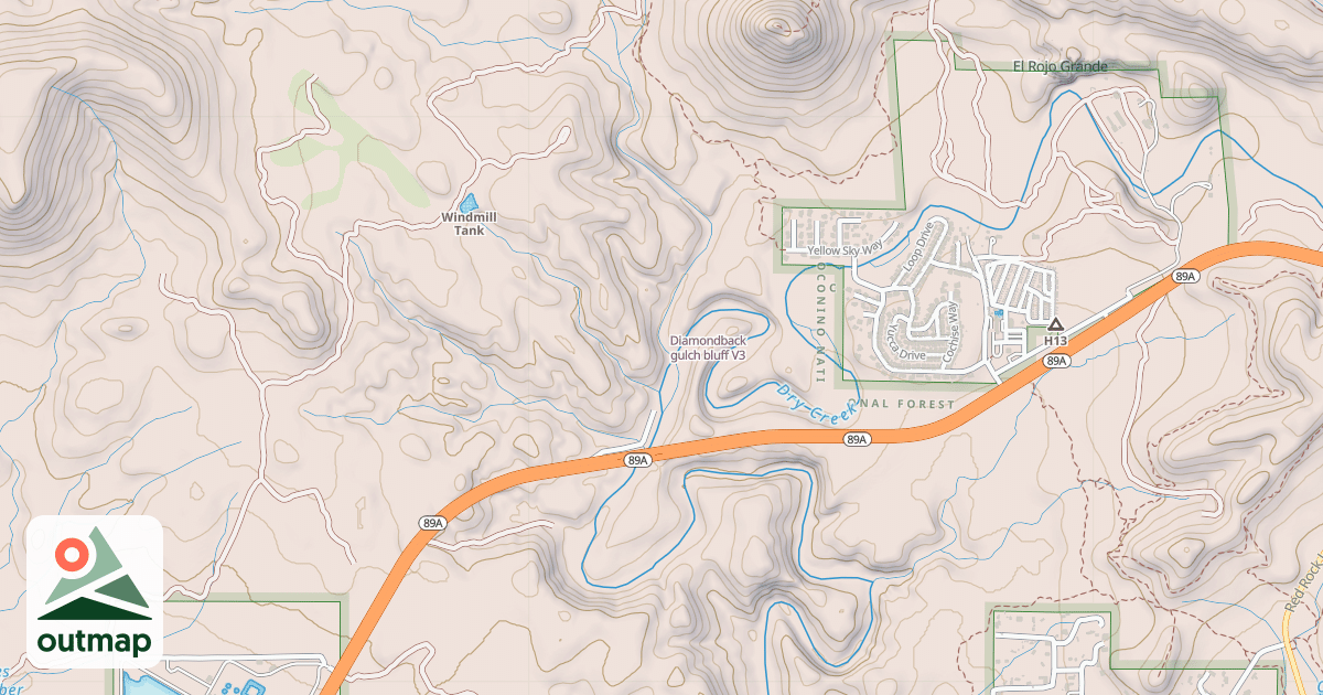 Map of Diamondback gulch bluff