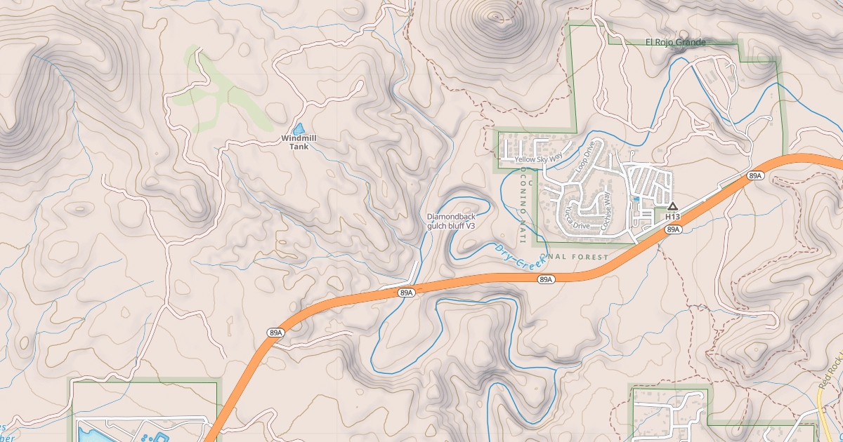 Map preview of Diamondback gulch bluff