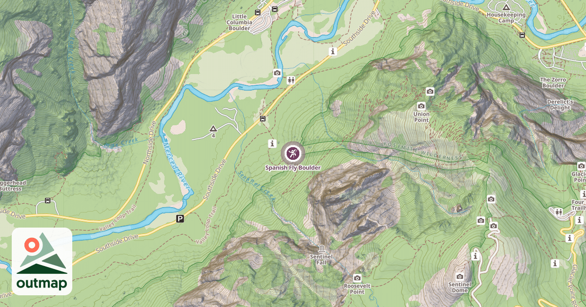 Map of Spanish Fly Boulder