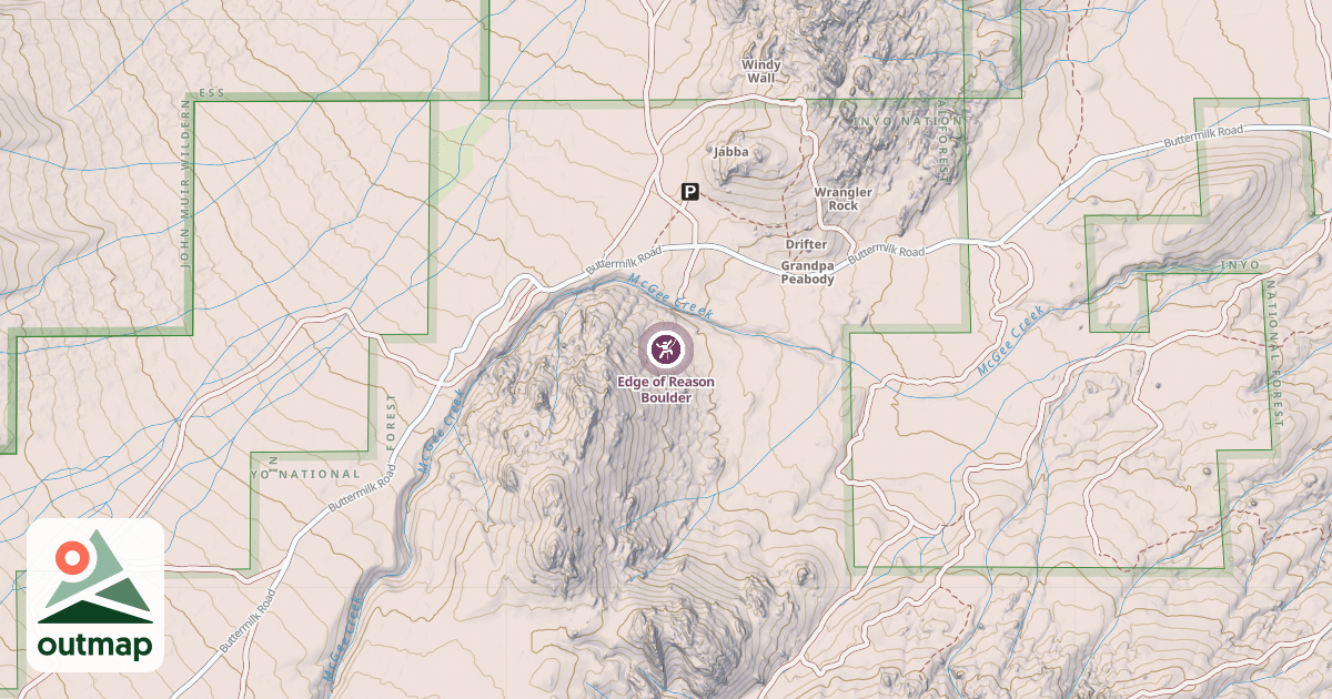 Map of Edge of Reason Boulder