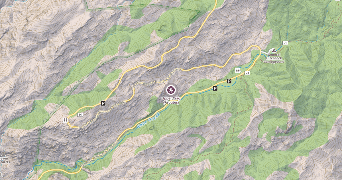 Map preview of Upper Crag (7 routes)