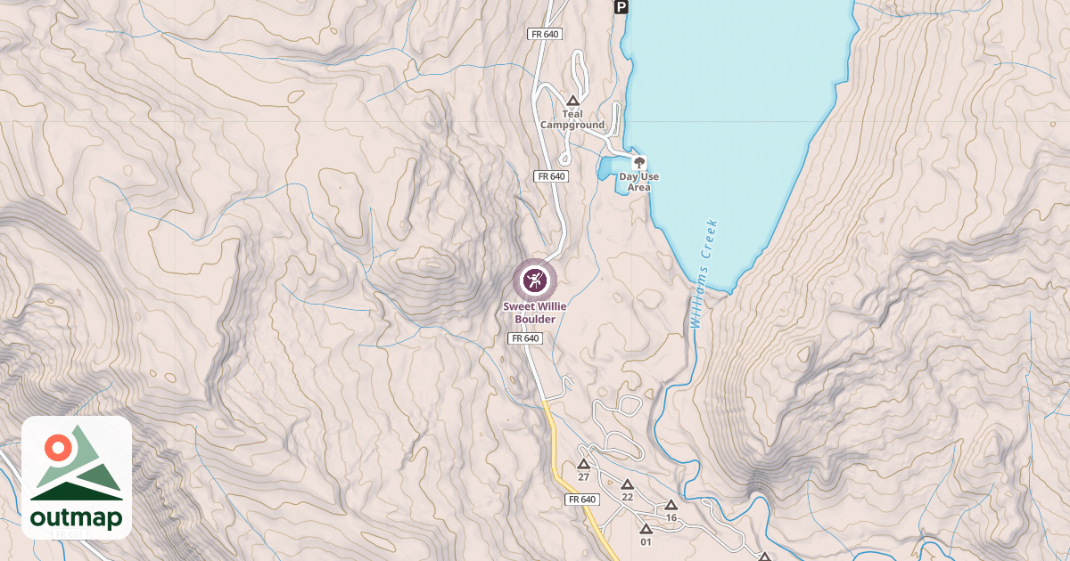 Map of Sweet Willie  Boulder