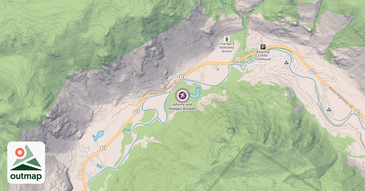 Map of Johnny and Hodgey Boulder
