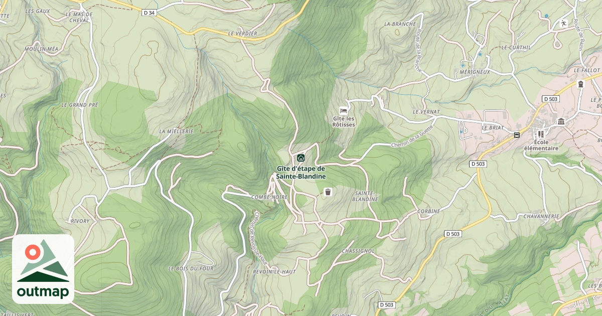 Map of Gîte d'étape de Sainte-Blandine