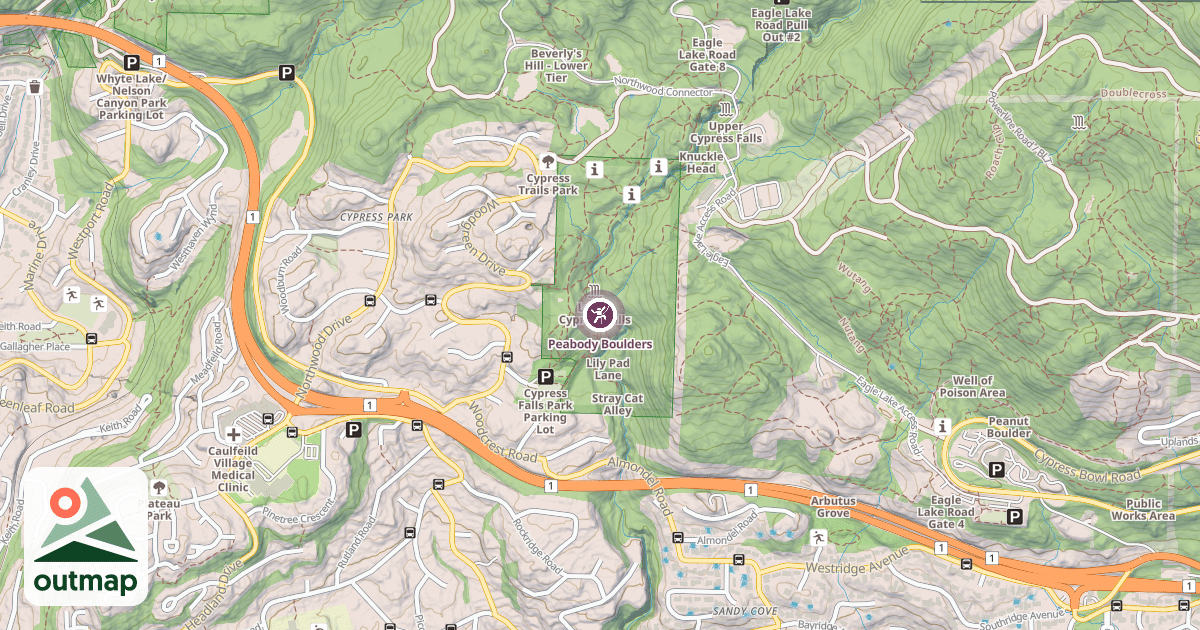 Map of Peabody Boulders