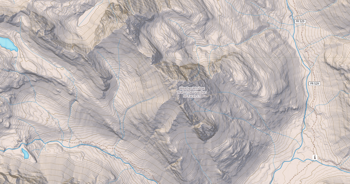 Map preview of Weather Window Waltz (The Guardian NE Face)
