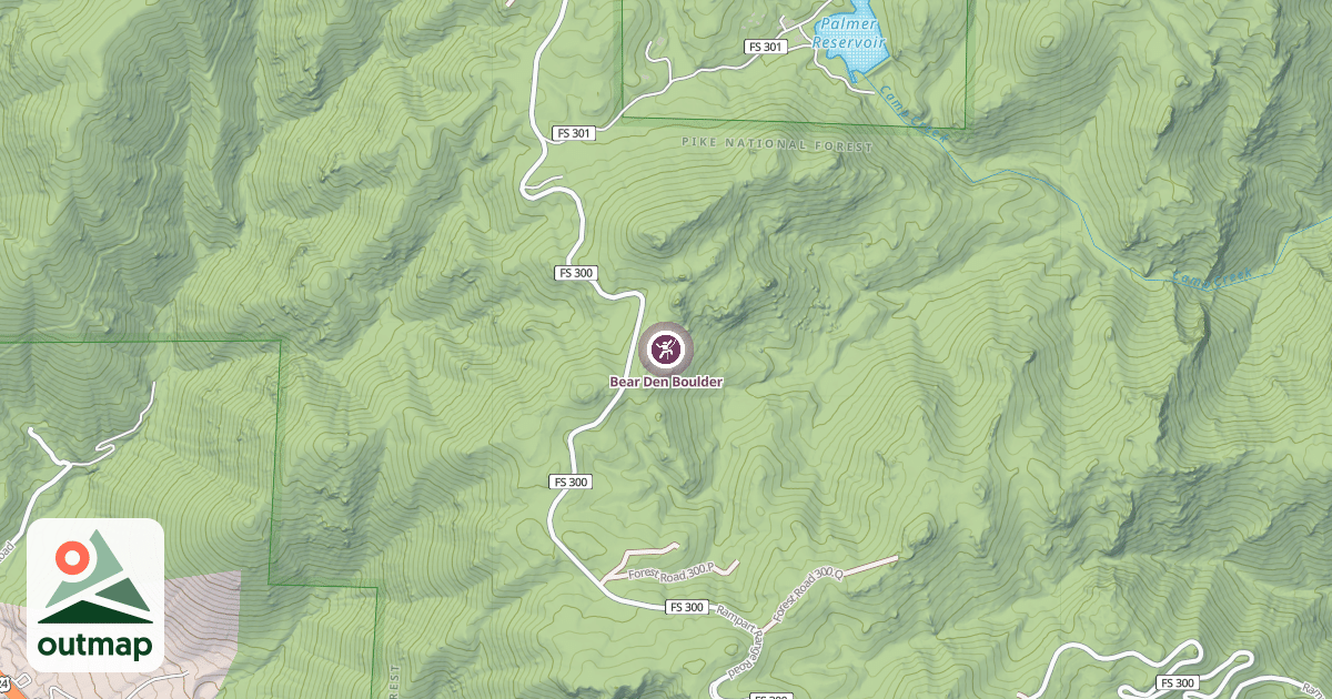 Map of Bear Den Boulder
