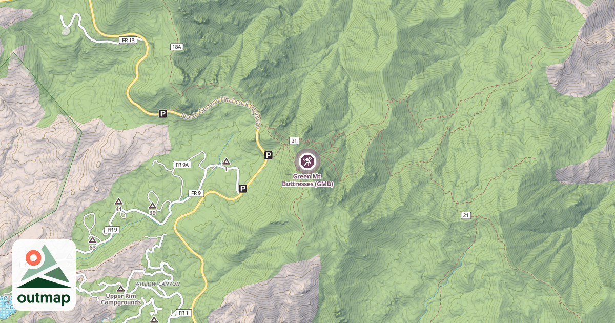 Map of Green Mt. Buttresses (GMB)