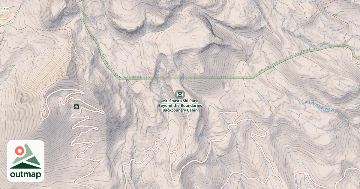 Map of Mt. Shasta Ski Park Beyond the Boundaries Backcountry Cabin
