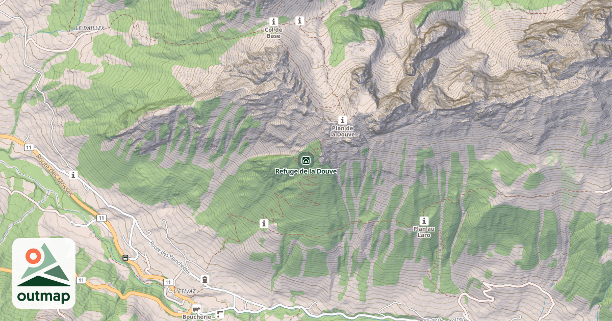 Map of Refuge de la Douve