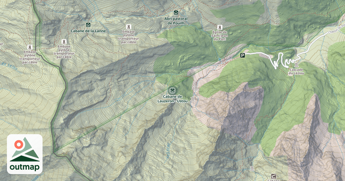 Map of Cabane de Lauzeron - Ustou