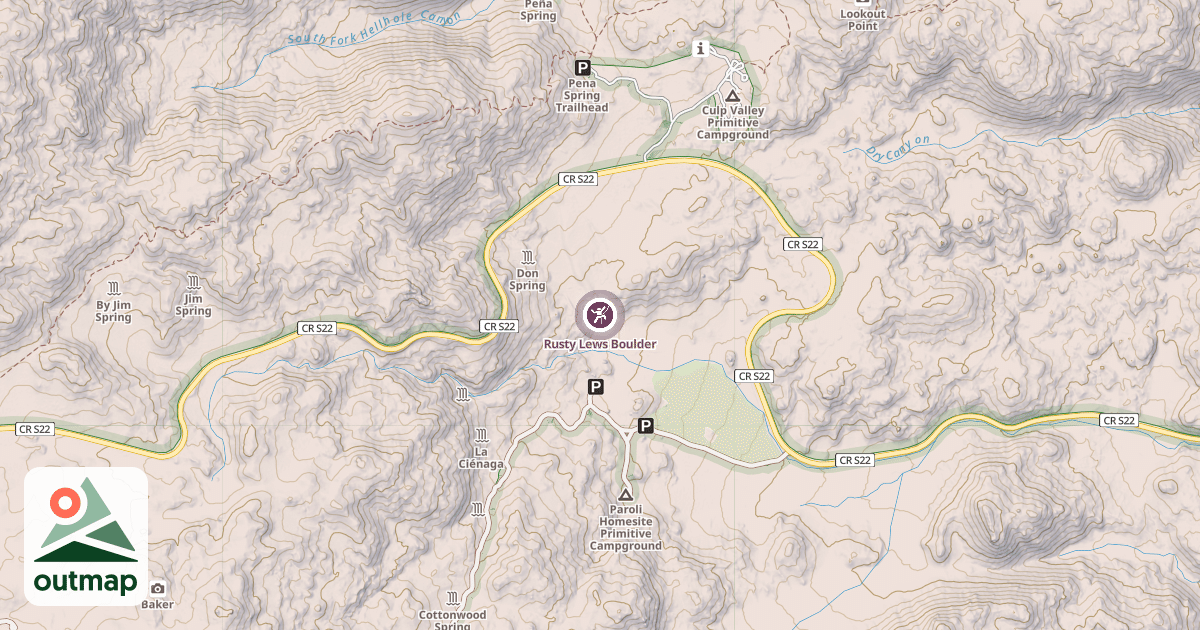Map of Rusty Lews Boulder