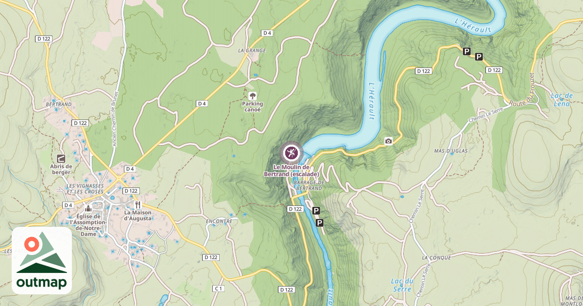 Map of Le Moulin de Bertrand (escalade)