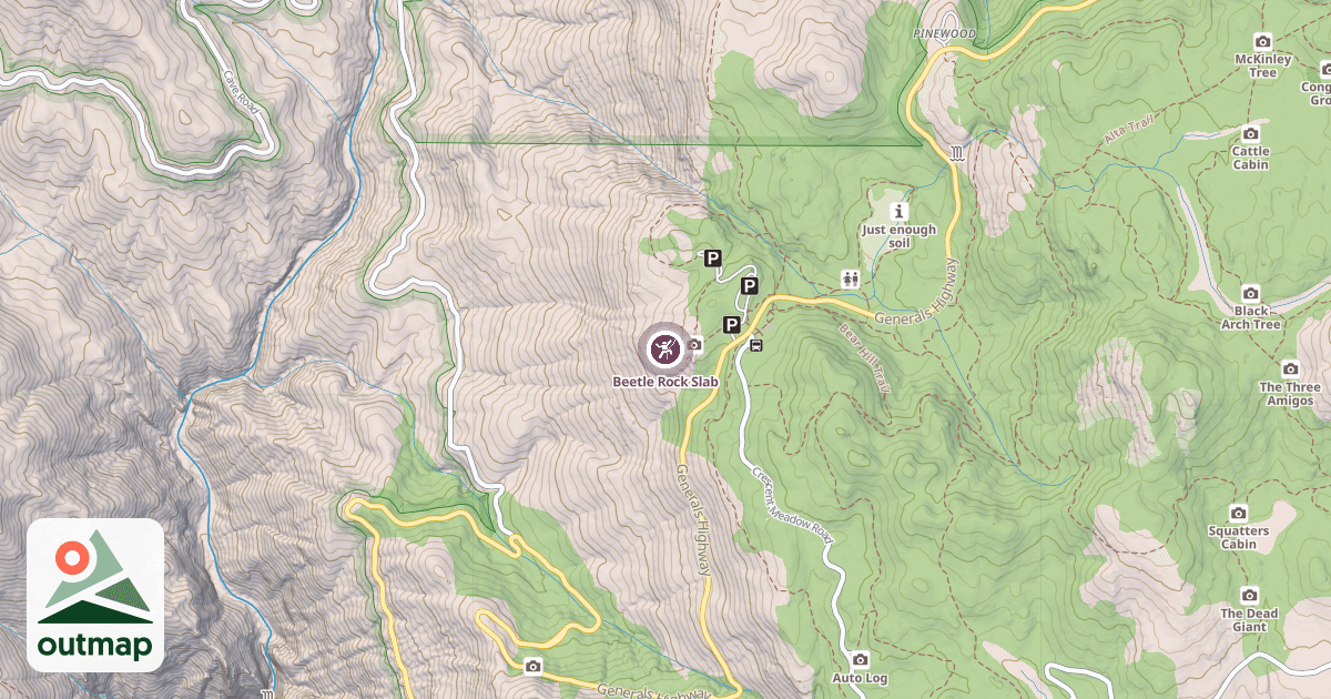 Map of Beetle Rock Slab