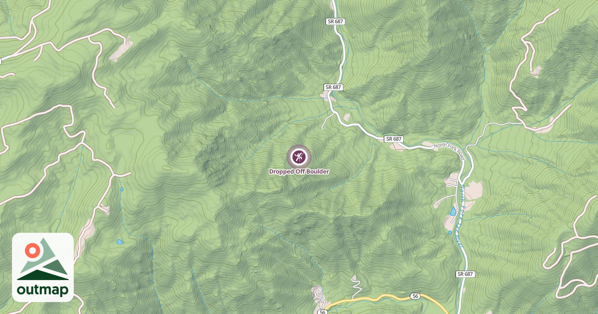 Map of Dropped Off Boulder