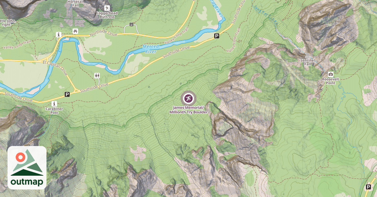 Map of James Memorial/Millionth Try Boulder