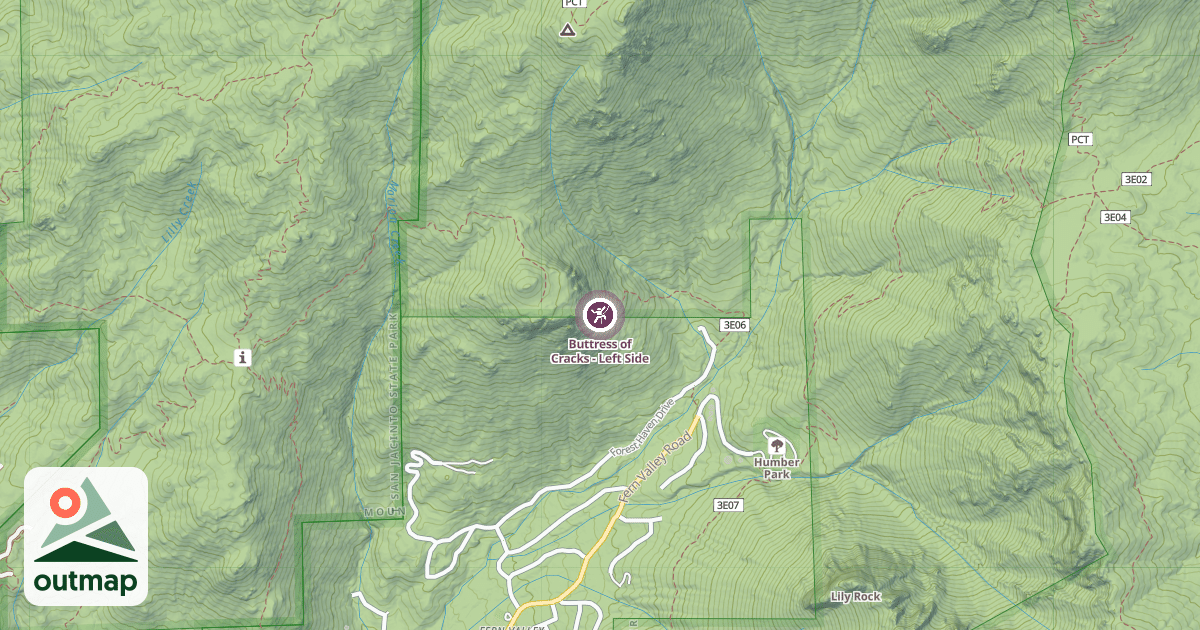 Map of Buttress of Cracks - Left Side