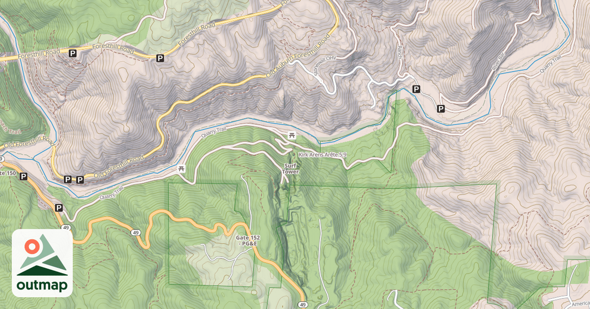 Map of Kirk Arens Arête