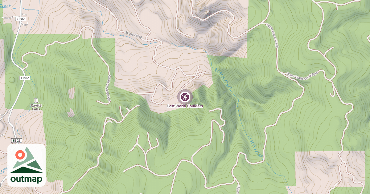 Map of Lost World Boulders