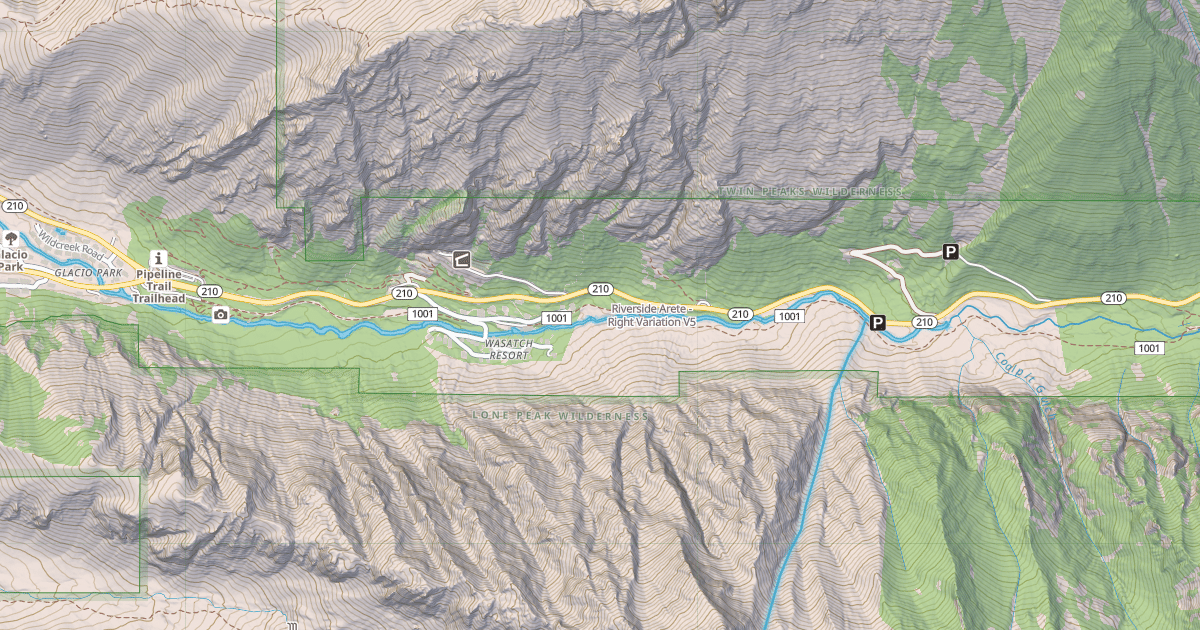 Map preview of Riverside Arete - Right Variation