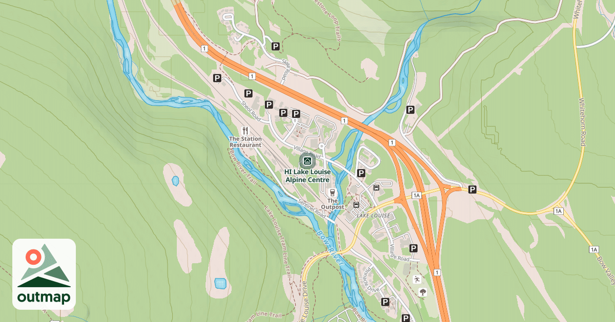 Map of HI Lake Louise Alpine Centre
