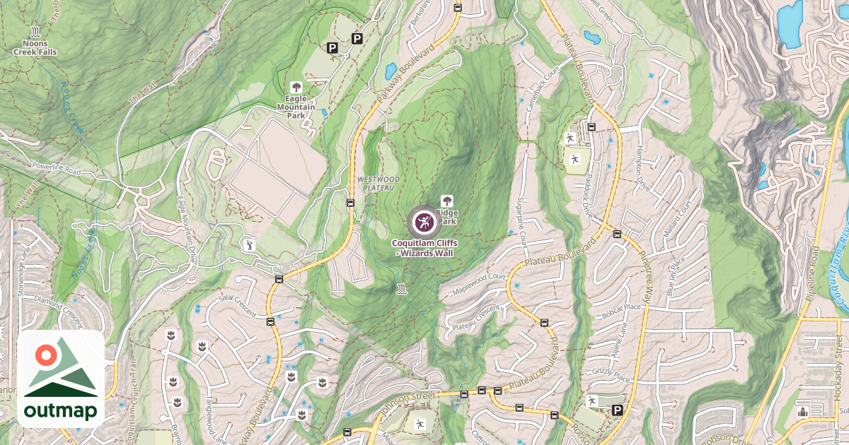 Map of Coquitlam Cliffs - Wizards Wall