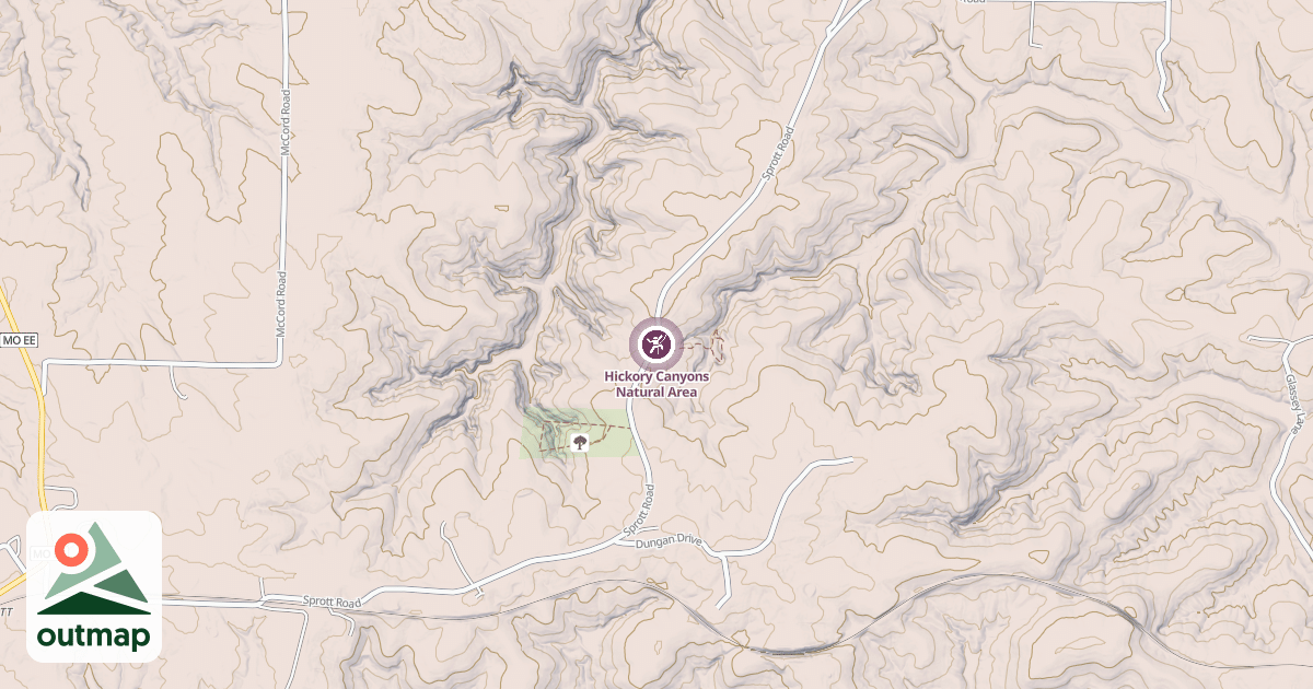 Map of Hickory Canyons Natural Area