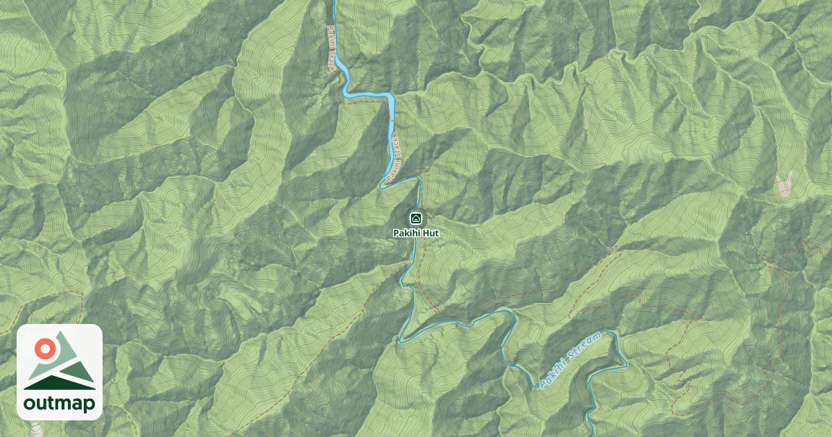 Map of Pakihi Hut in Ōpōtiki District