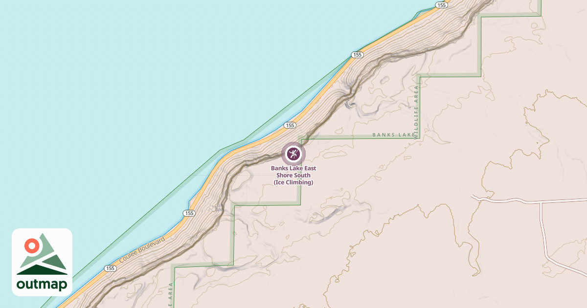 Map of Banks Lake East Shore South (Ice Climbing)