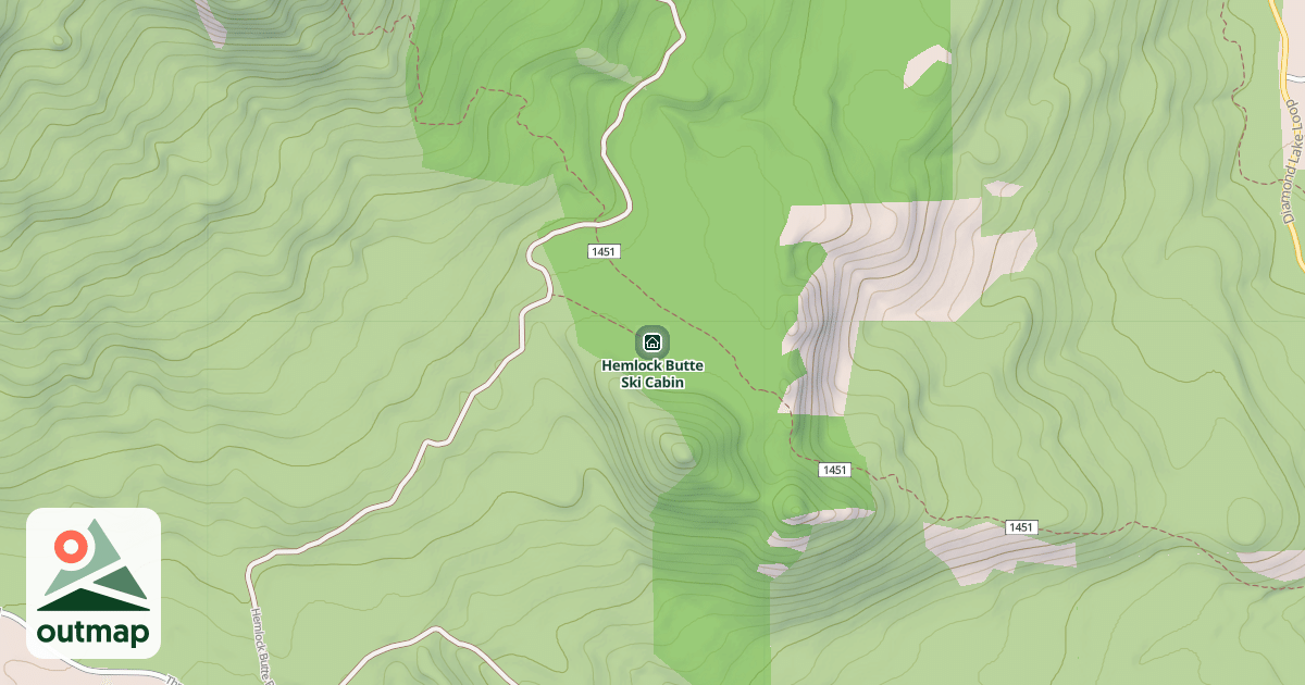 Map of Hemlock Butte Ski Cabin