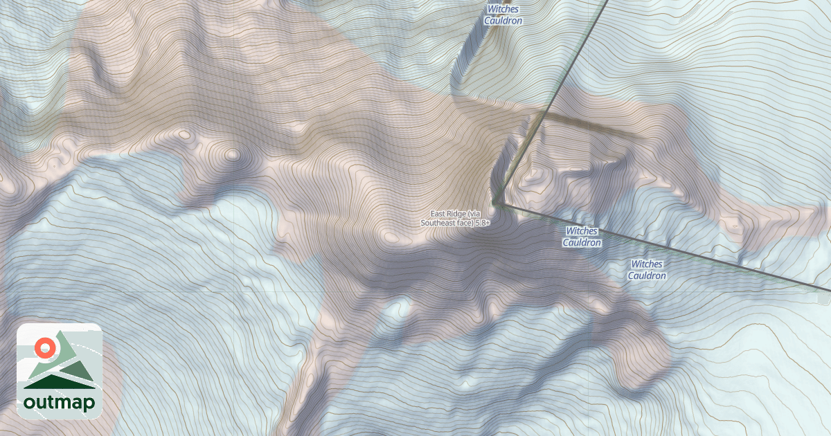 Map of East Ridge (via Southeast face)
