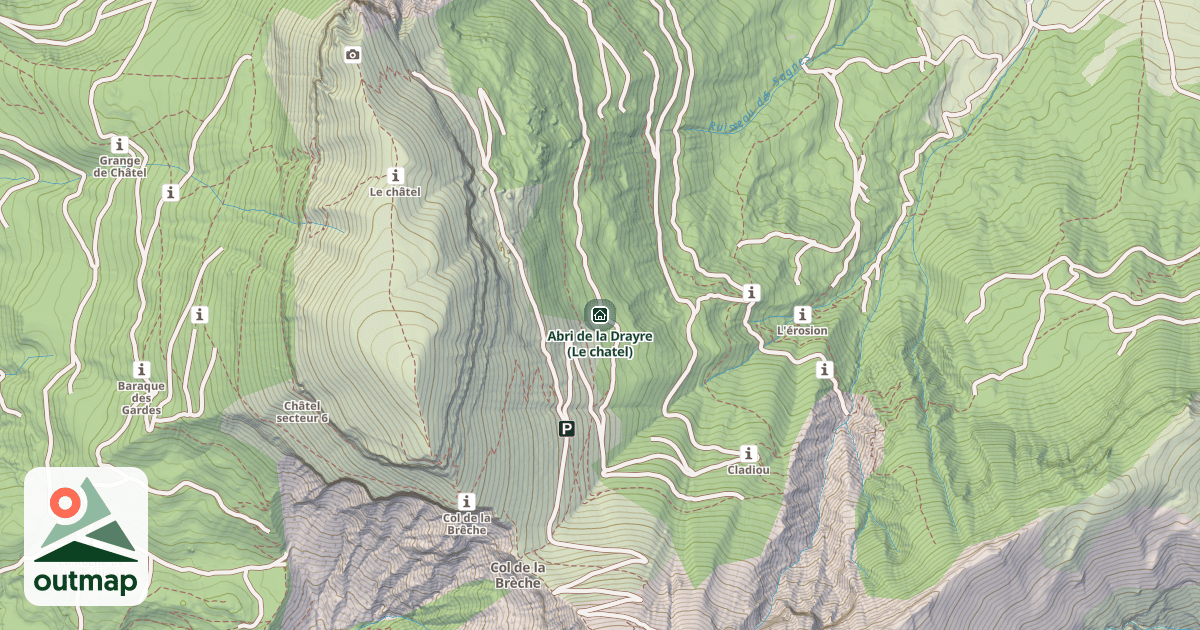 Map of Abri de la Drayre (Le chatel)