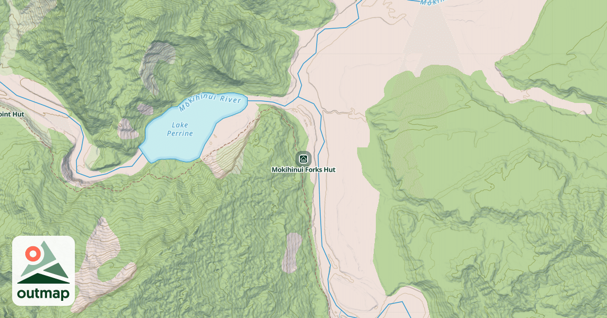 Map of Mokihinui Forks Hut