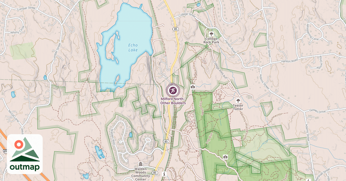 Map of Milford North - Other Boulders