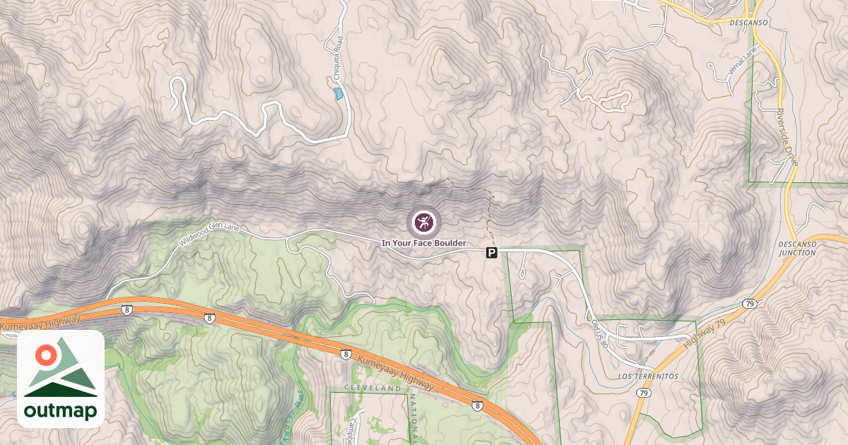 Map of In Your Face Boulder