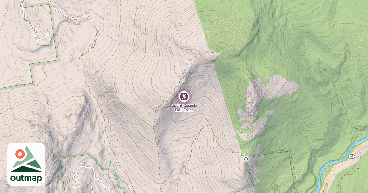 Map of Mount Osceola Trail Crags