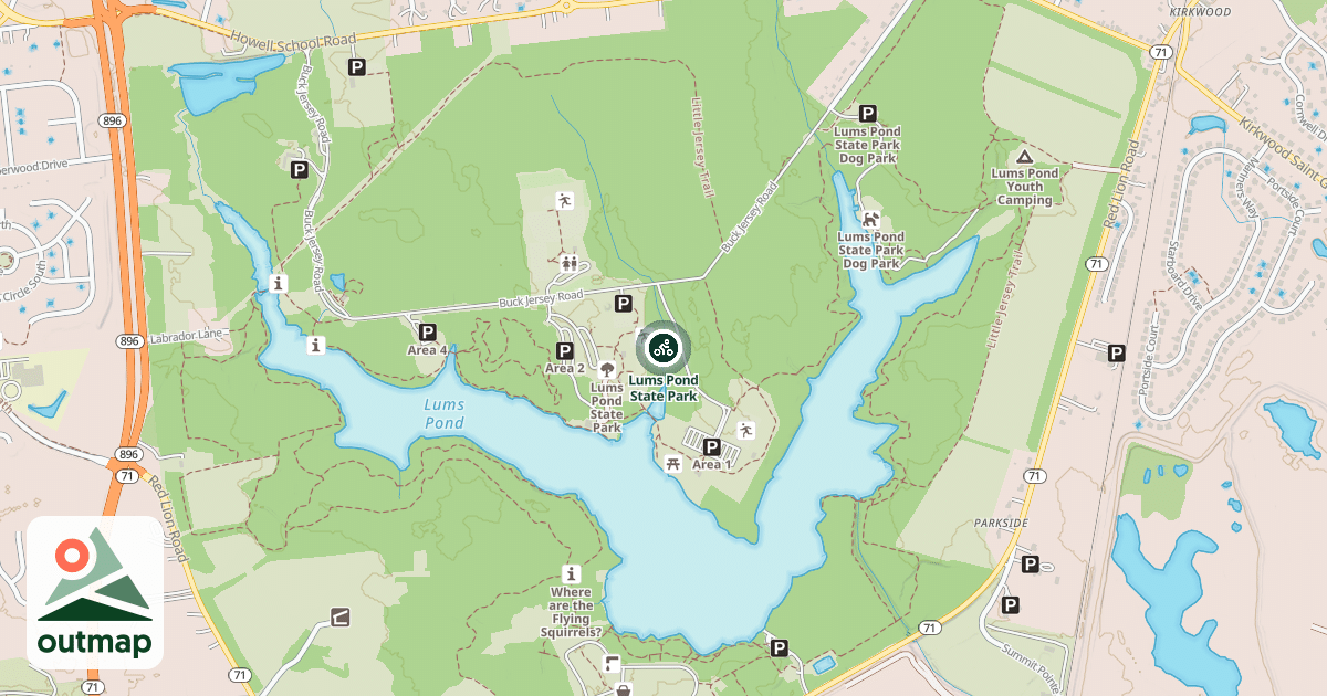 Map of Lums Pond State Park