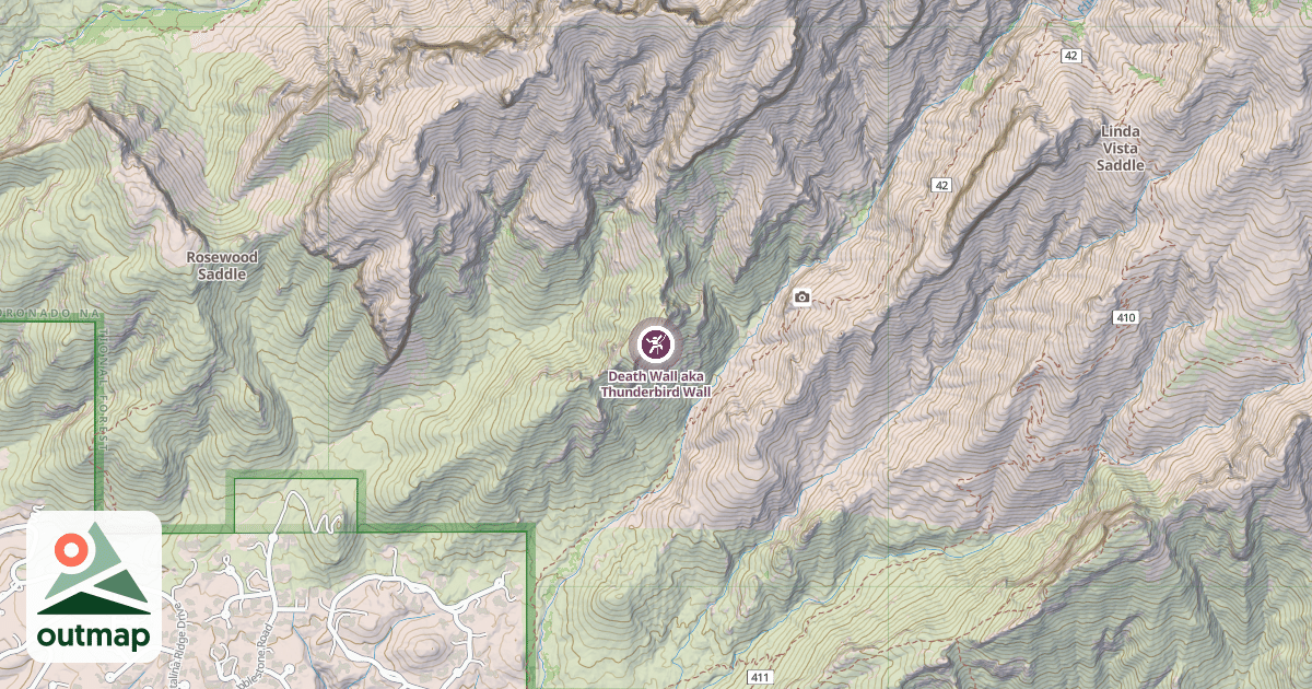 Map of Death Wall aka Thunderbird Wall