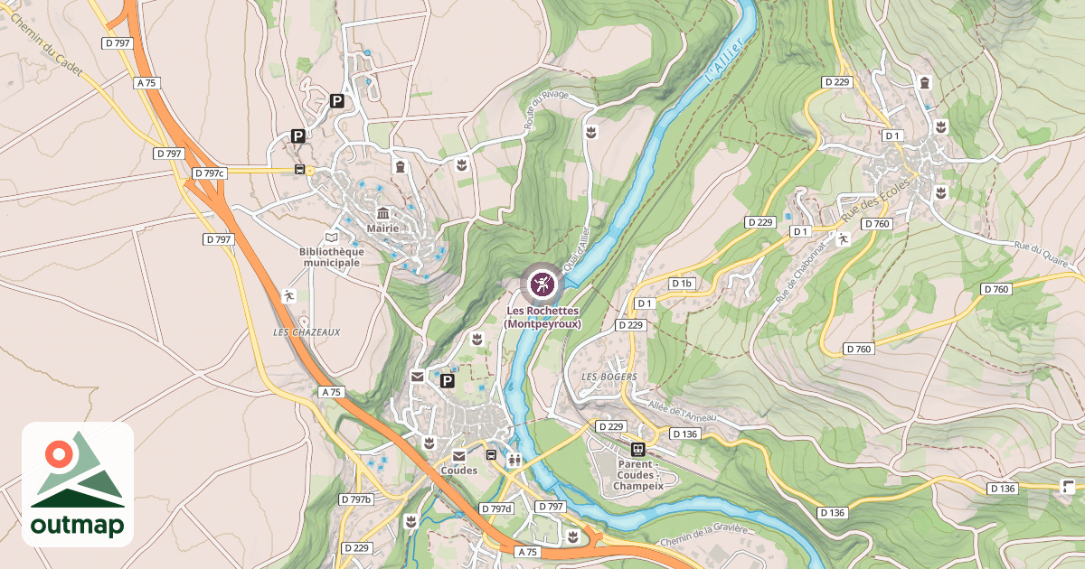 Map of Les Rochettes (Montpeyroux)