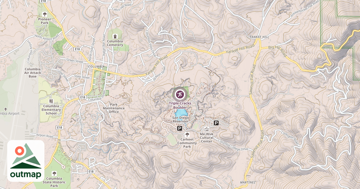 Map of Triple Cracks Boulder