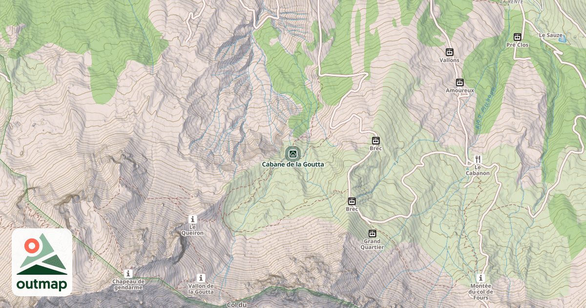Map of Cabane de la Goutta