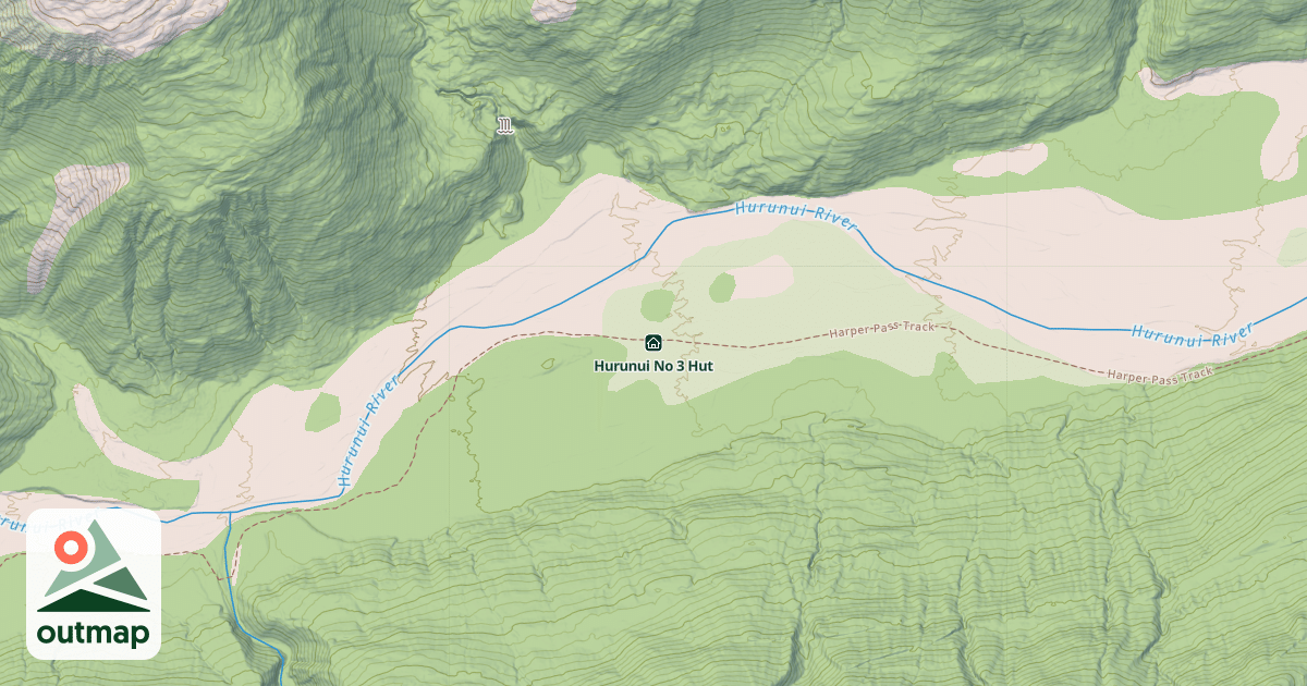 Map of Hurunui No 3 Hut