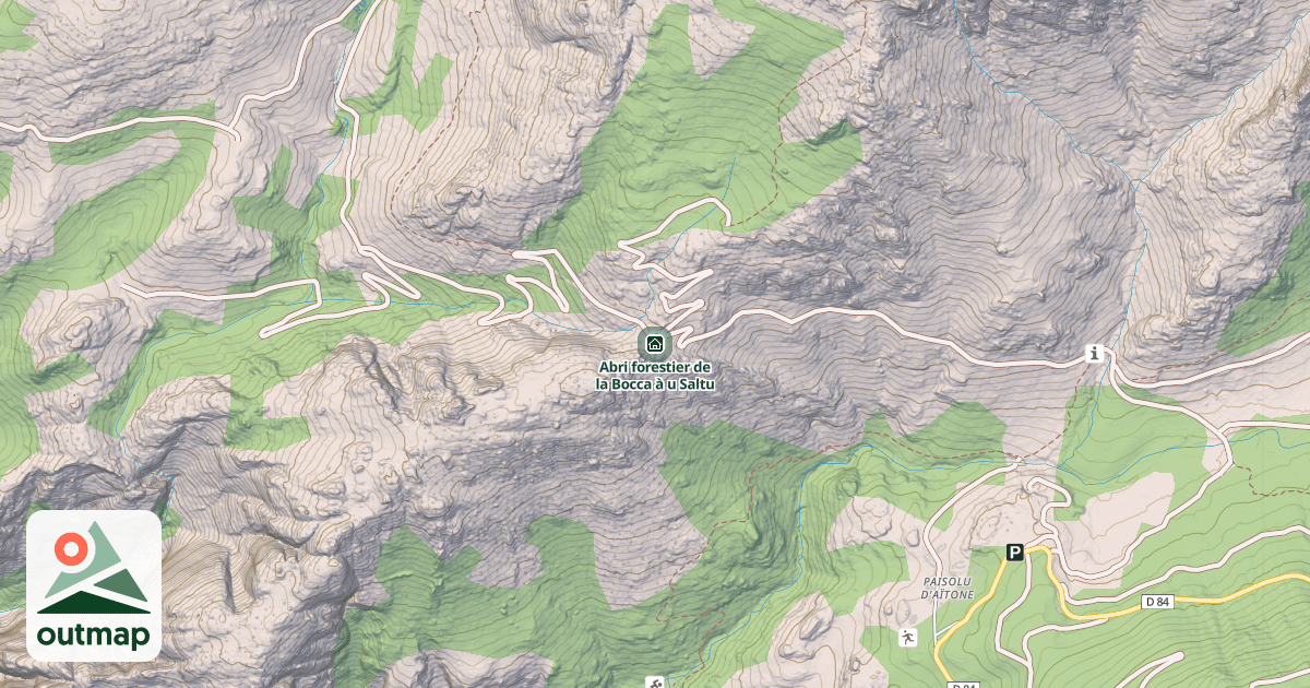 Map of Abri forestier de la Bocca à u Saltu