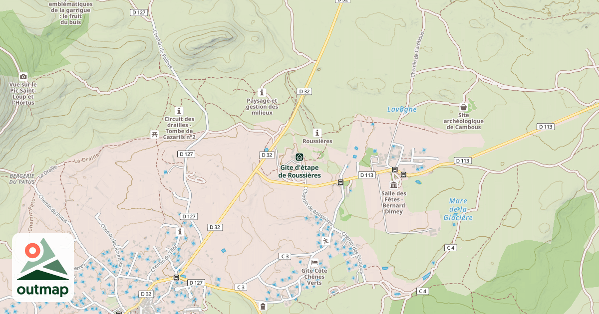 Map of Gite d'étape de Roussières